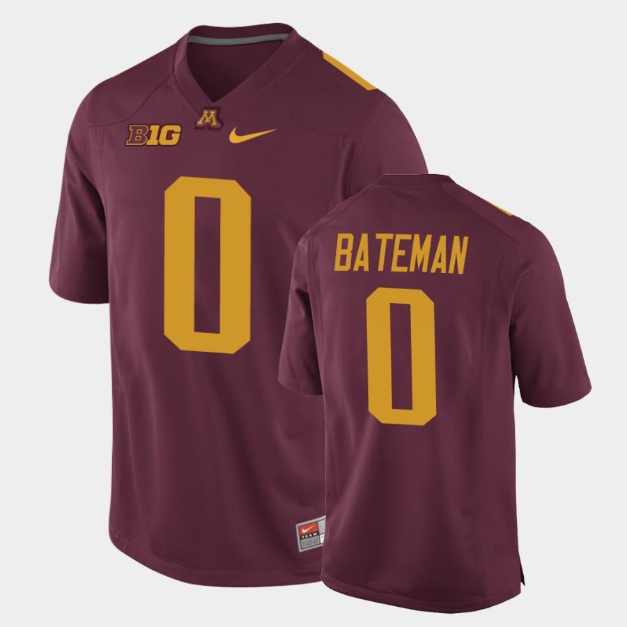 Men's Minnesota Golden Gophers #0 Rashod Bateman Nike Maroon College Football Jersey