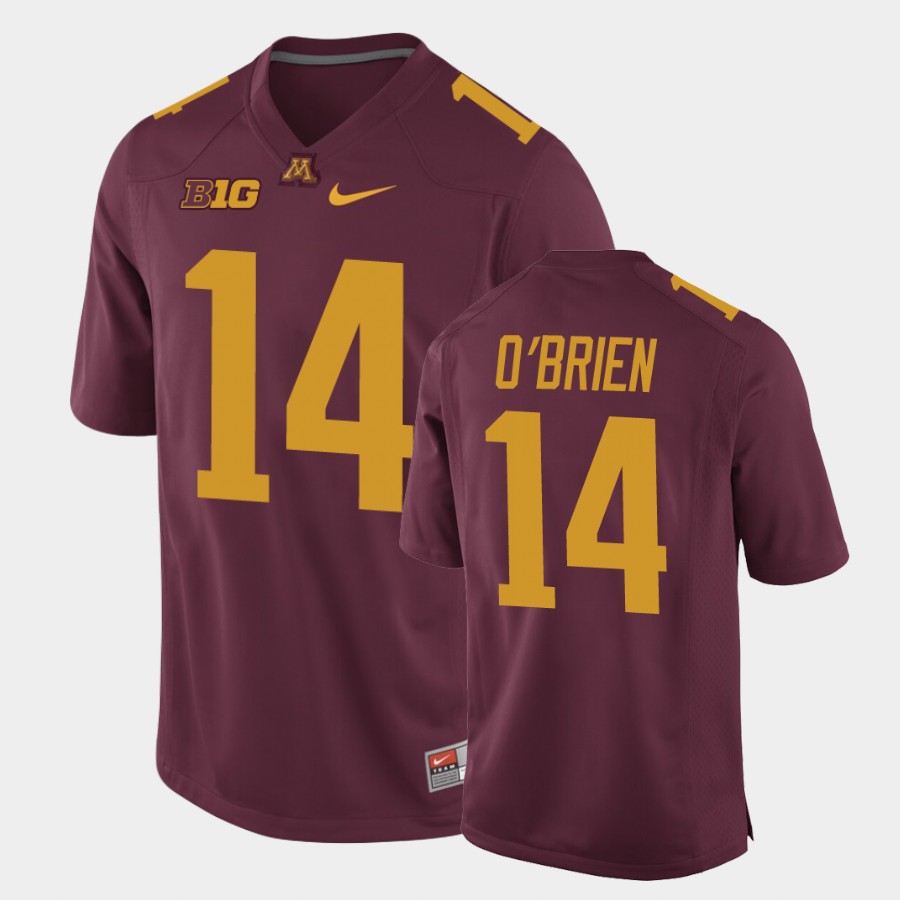 Men's Minnesota Golden Gophers #14 Casey O'Brien Nike Maroon College Football Jersey
