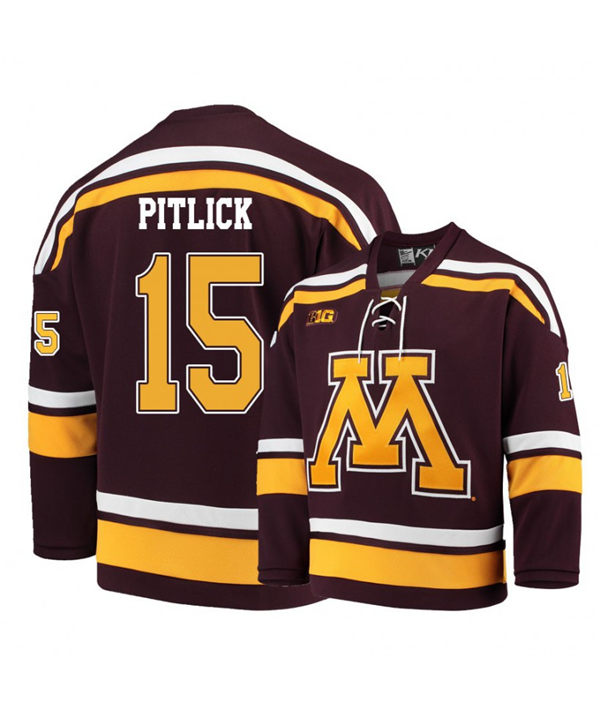 Men's Minnesota Golden Gophers #15 Rem Pitlick Nike Maroon College Hockey Jersey 