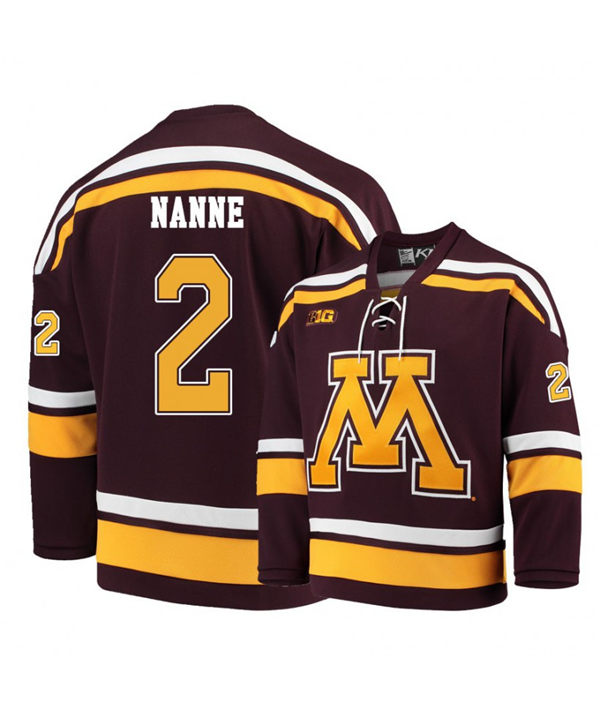 Men's Minnesota Golden Gophers #2 Tyler Nanne Nike Maroon College Hockey Jersey