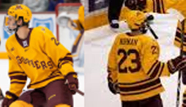 Men's Minnesota Golden Gophers #23 Ryan Johnson Nike 2019 Gold Gophers Hockey Jersey