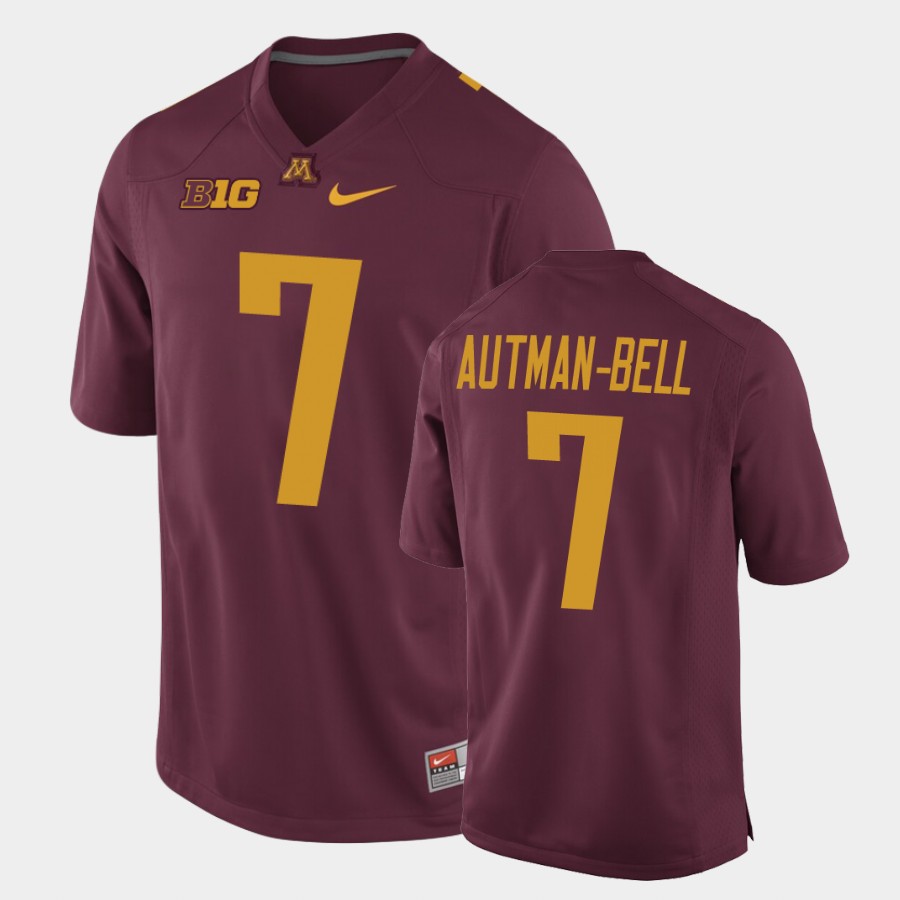 Men's Minnesota Golden Gophers #7 Chris Autman-Bell Nike Maroon College Football Jersey