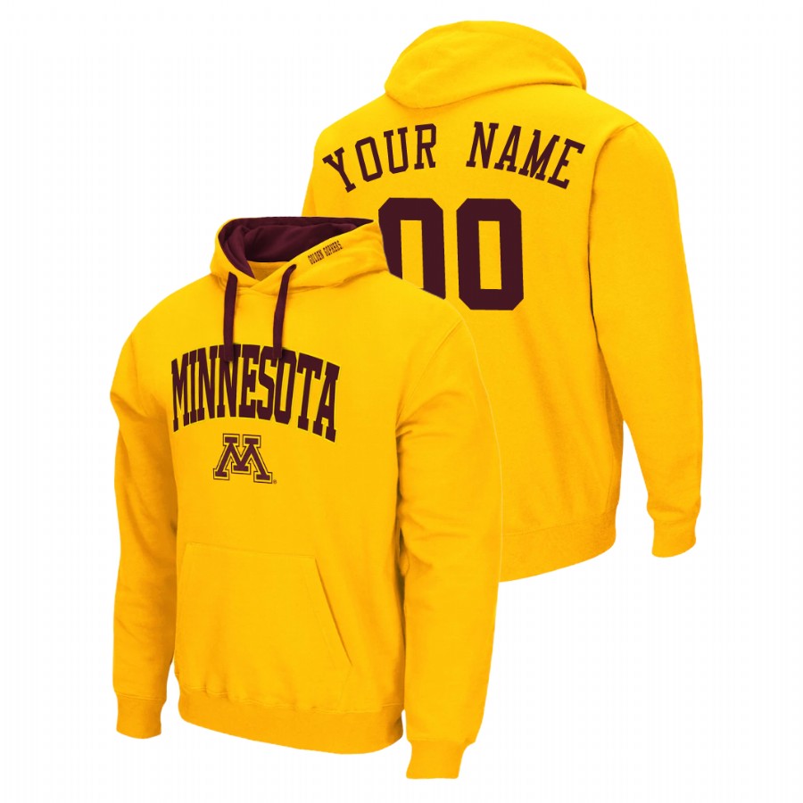 Men's Minnesota Golden Gophers Custom Gold Arch & Logo 2.0 Pullover Hoodie