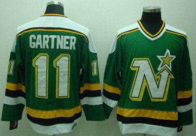 Men's Minnesota North Stars #11 Mike Gartner 1988-89 Green CCM Vintage Throwback Jersey Stitched
