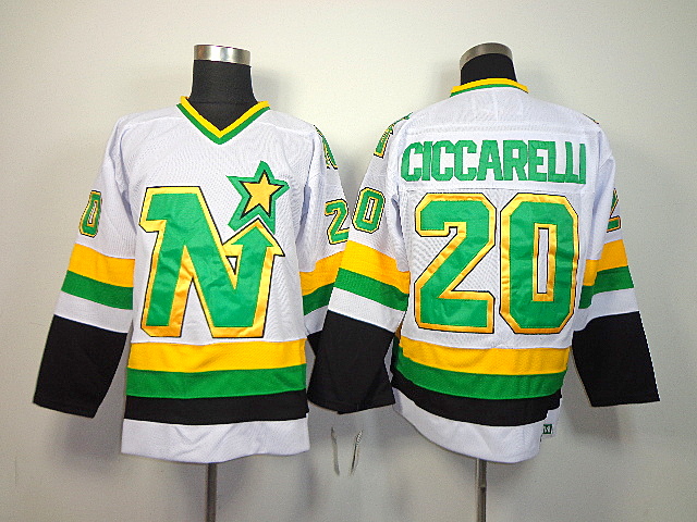 Men's Minnesota North Stars #20 Dino Ciccarelli 1988-89 White CCM Vintage Throwback Jersey Stitched