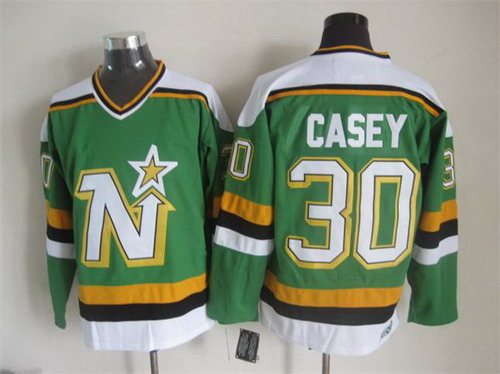 Men's Minnesota North Stars #30 Jon Casey 1978-79 Green CCM Vintage Throwback Jersey Stitched