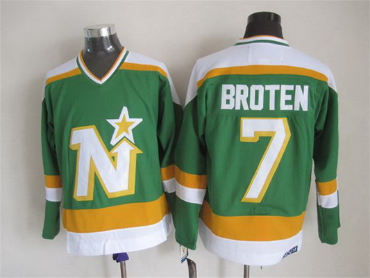 Men's Minnesota North Stars #7 Neal Broten 1978-79 Green CCM Vintage Throwback Jersey Stitched