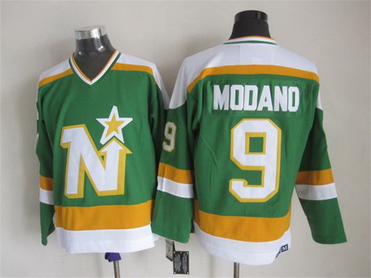 Men's Minnesota North Stars #9 Mike Modano 1978-79 Green CCM Vintage Throwback Jersey Stitched