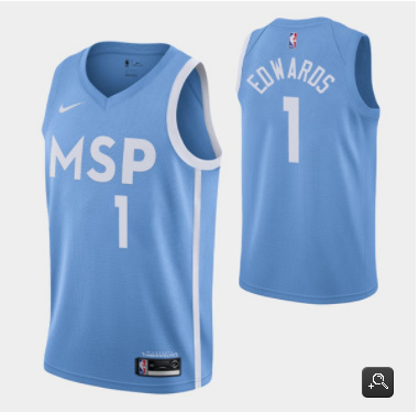 Men's Minnesota Timberwolves #1 Anthony Edwards Blue Stitched Jersey
