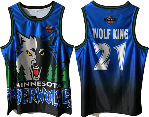 Men's Minnesota Timberwolves #21 Kevin Garnett Blue Green Throwback Stitched Jersey
