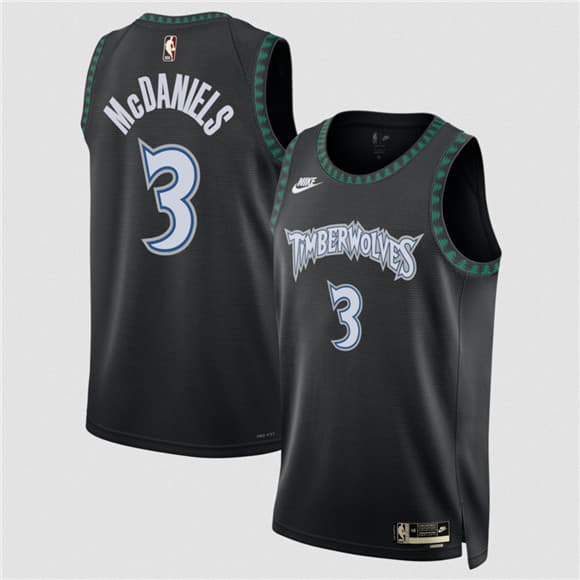 Men's Minnesota Timberwolves #3 Jaden McDaniels Black 2025 Classic Edition Stitched Jersey