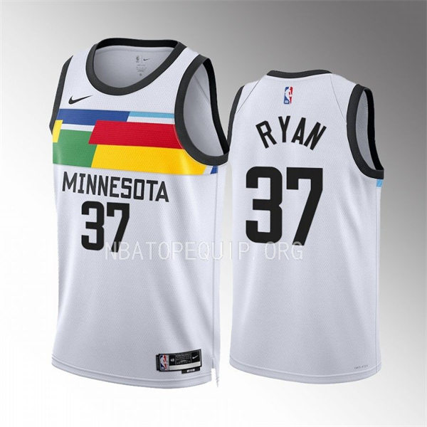 Men's Minnesota Timberwolves #37 Matt Ryan White 2022-23 City Edition Jersey