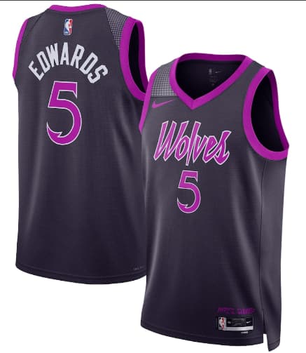 Men's Minnesota Timberwolves #5 Anthony Edwards Purple 2025-26 City Edition Stitched Basketball Jersey