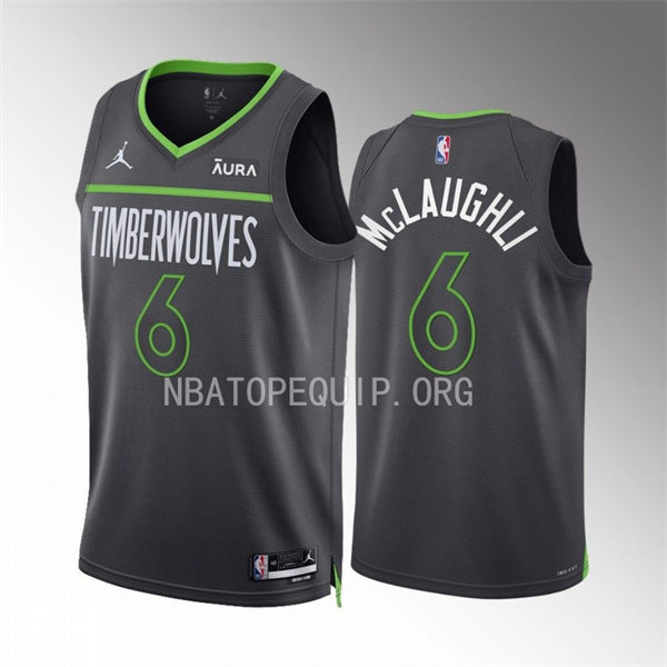 Men's Minnesota Timberwolves #6 Jordan Mclaughlin 2022-23 Anthracite Statement Edition Player Jersey