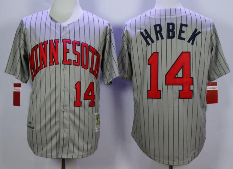 Men's Minnesota Twins #14 Kent Hrbek 1987 Gray Throwback Baseball Jersey