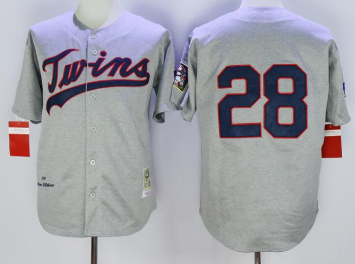 Men's Minnesota Twins #28 Bert Blyleven 1969 Gray Wool Throwback Baseball Jersey