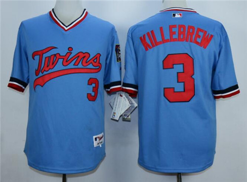 Men's Minnesota Twins #3 Harmon Killebrew Light Blue Throwback Jersey