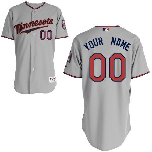 Men's Minnesota Twins  Authentic Custom Road Gray Stitched Baseball Jersey