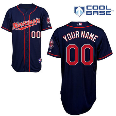 Men's Minnesota Twins Authentic Customized Navy Blue Alternate Road Jersey