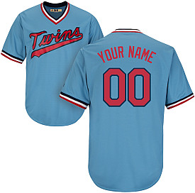 Men's Minnesota Twins Custom Cool Base 1965 Light Blue Jersey