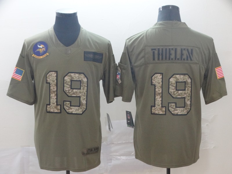 Men's Minnesota Vikings #19 Adam Thielen 2019 Olive Camo Salute to Service Limited Jersey