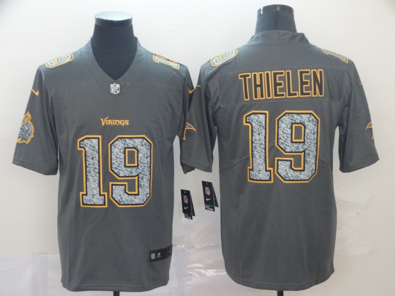 Men's Minnesota Vikings #19 Adam Thielen NFL Pro Line Gray Static Fashion Jersey