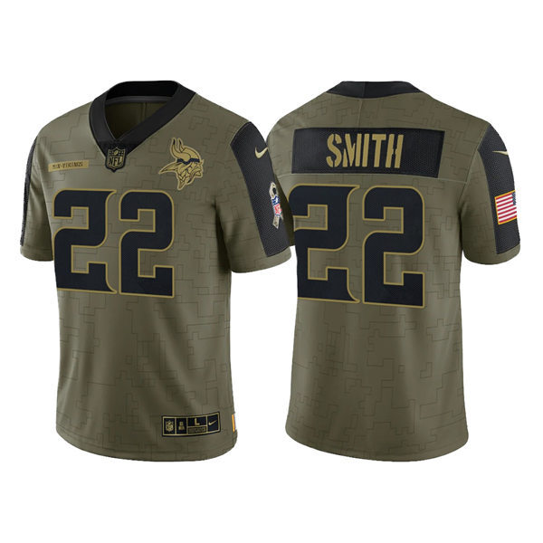 Men's Minnesota Vikings #22 Harrison Smith Olive 2021 Salute To Service Limited Jersey