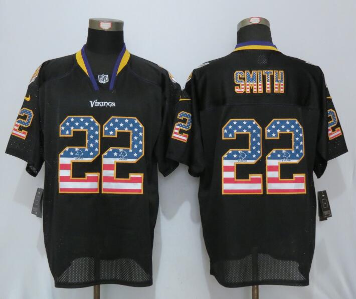 Men's Minnesota Vikings #22 Paul Krause Black USA Flag Fashion Stitched NFL Nike Elite Jersey