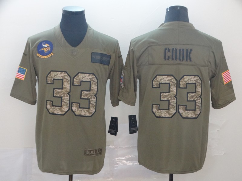 Men's Minnesota Vikings #33 Dalvin Cook 2019 Olive Camo Salute to Service Limited Jersey