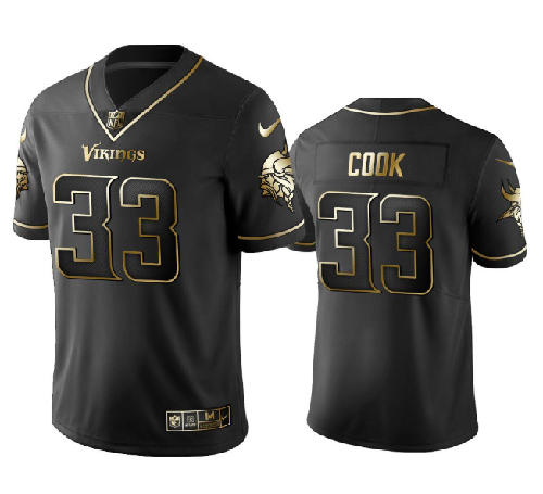 Men's Minnesota Vikings #33 Dalvin Cook Black Golden Edition Limited Stitched Jersey