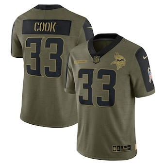 Men's Minnesota Vikings #33 Dalvin Cook Nike Olive 2021 Salute To Service Limited Player Jersey