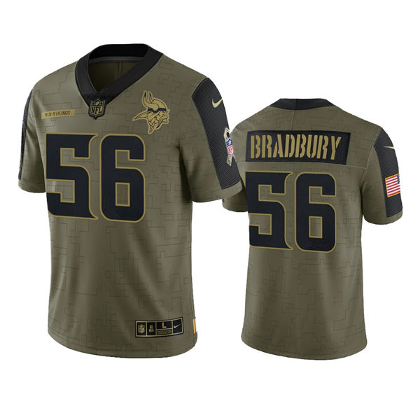 Men's Minnesota Vikings #56 Garrett Bradbury Olive 2021 Salute To Service Limited Jersey