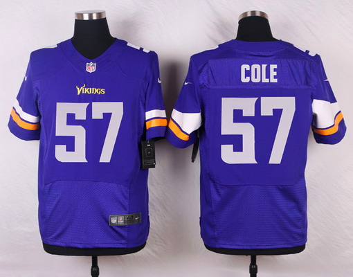 Men's Minnesota Vikings #57 Audie Cole Purple Team Color Elite Jersey