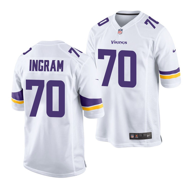 Men's Minnesota Vikings #70 Ed Ingram Nike White Away Vapor Limited Jersey