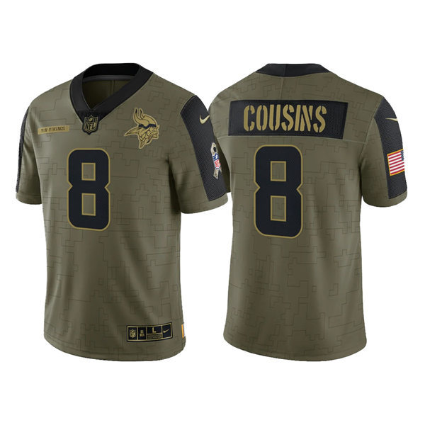 Men's Minnesota Vikings #8 Kirk Cousins Nike Olive 2021 Salute To Service Limited Jersey