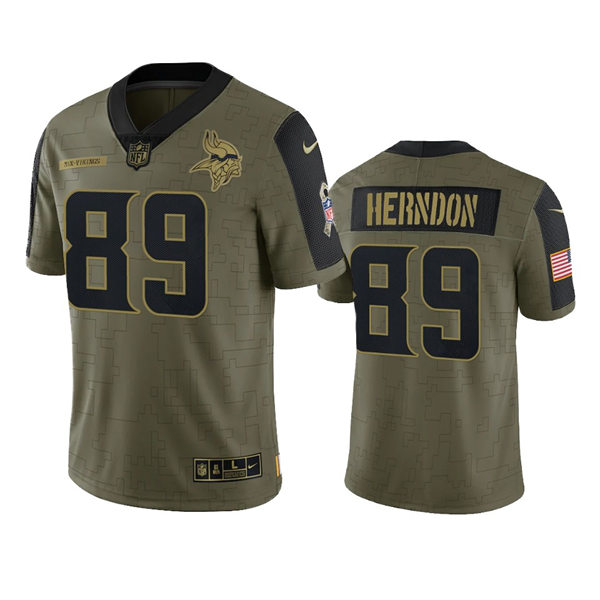 Men's Minnesota Vikings #89 Chris Herndon Nike Olive 2021 Salute To Service Limited Jersey