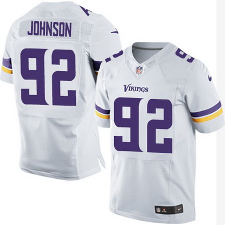Men's Minnesota Vikings #92 Tom Johnson White Road Nike Elite Jersey