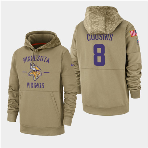 Men's Minnesota Vikings Kirk Cousins 2019 Salute to Service Sideline Therma Pullover Hoodie - Tan