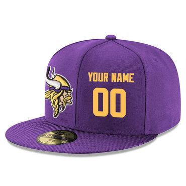 Men's Minnesota Vikings Purple Color Snapback Custom Hat (Stitched any name&number) 1