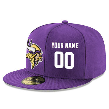 Men's Minnesota Vikings Purple Color Snapback Custom Hat (Stitched any name&number)