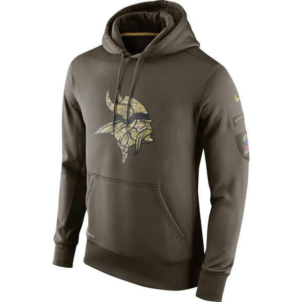 Men's Minnesota Vikings Team Logo Green Stitched Nike Olive Salute To Service Hoodie