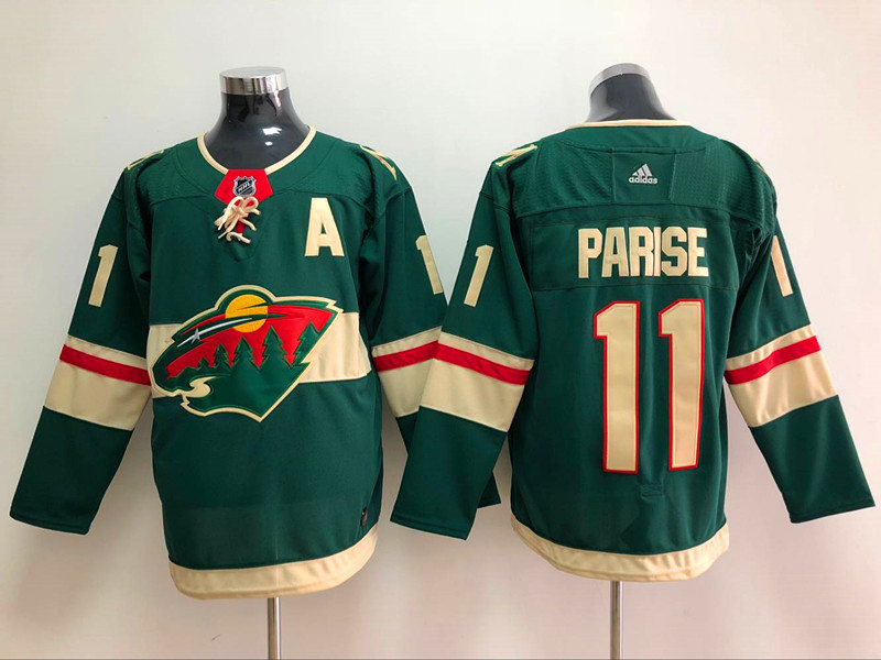 Men's Minnesota Wild #11 Zach Parise Home Green Adidas NHL JERSEYS Stitched