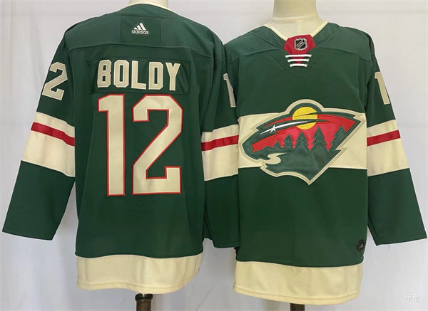 Men's Minnesota Wild #12 Matt Boldy Adidas Home Green Jersey Stitched