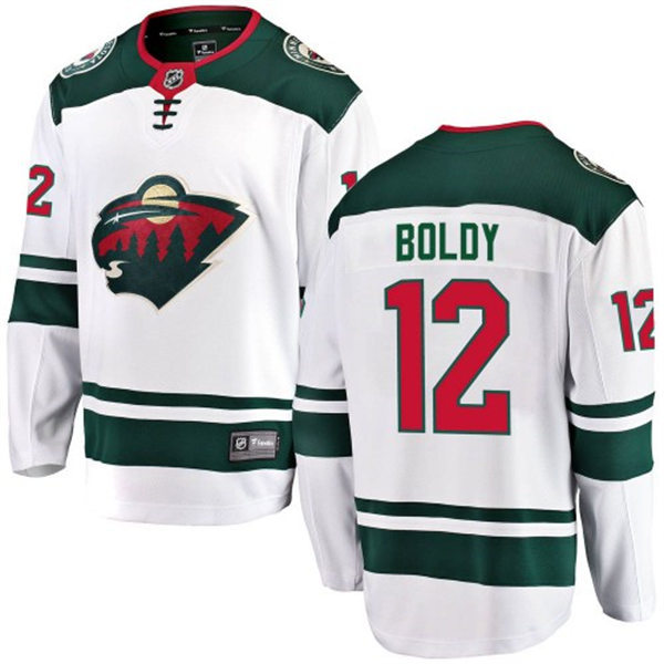 Men's Minnesota Wild #12 Matt Boldy Adidas White Away Premier Player Jersey Stitched