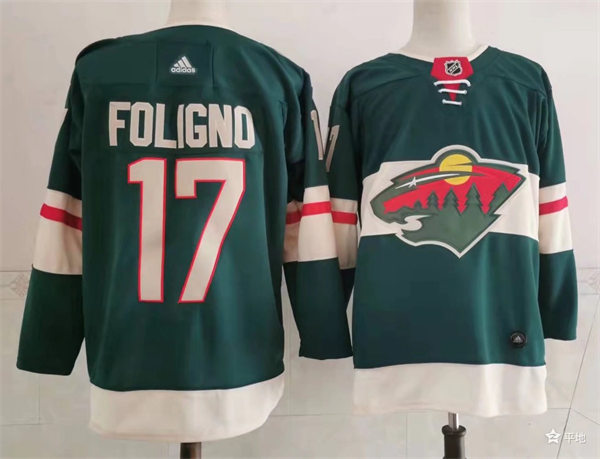 Men's Minnesota Wild #17 Marcus Foligno Adidas Green Home Jersey Stitched