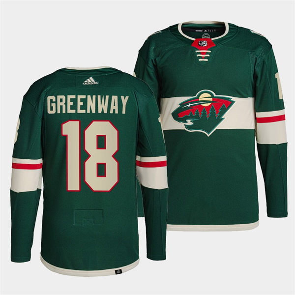 Men's Minnesota Wild #18 Jordan Greenway Adidas Home Green Jersey Stitched
