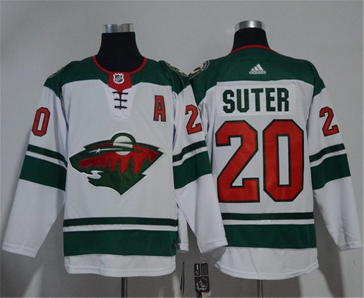 Men's Minnesota Wild #20 Ryan Suter Away White Adidas NHL JERSEYS Stitched