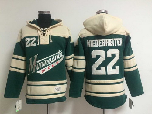 Men's Minnesota Wild #22 Nino Niederreiter Old Time Hockey Green Hoodie Stitched