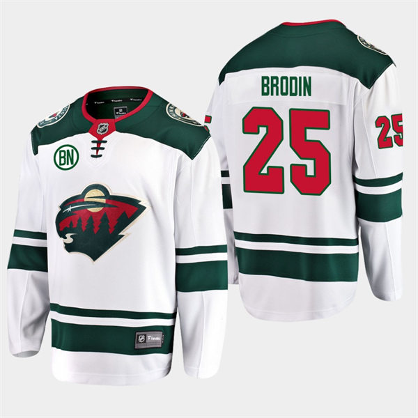 Men's Minnesota Wild #25 Jonas Brodin Adidas Away White Jersey Stitched