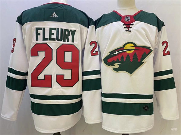 Men's Minnesota Wild #29 Marc-Andre Fleury Adidas Away White Jersey Stitched